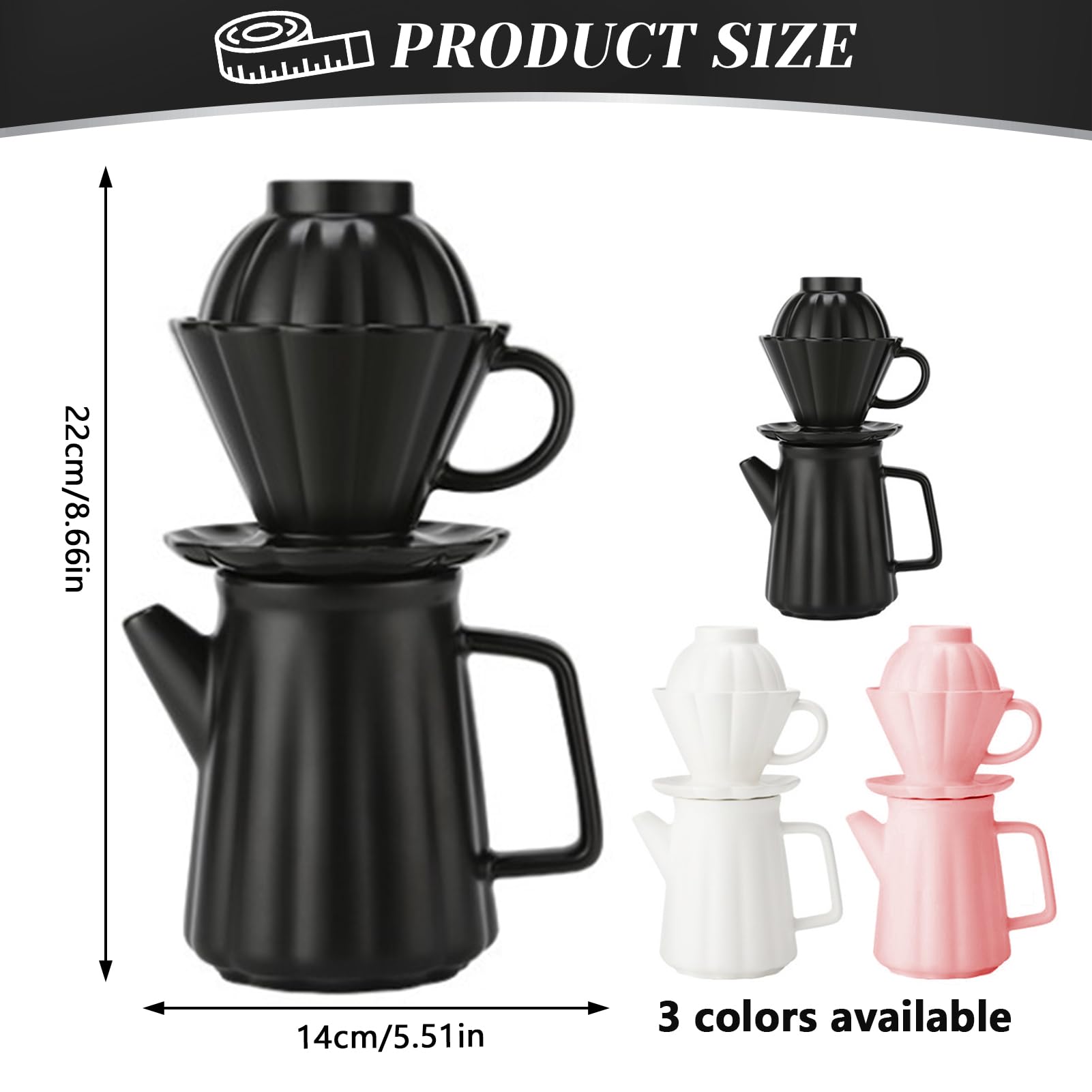 Filtro de café reutilizable de 500 ml, con mini taza de café, para verter sobre con taza de cerámica, filtro de café de porcelana con taza, jarra de café con filtro, regalo para papá mamá