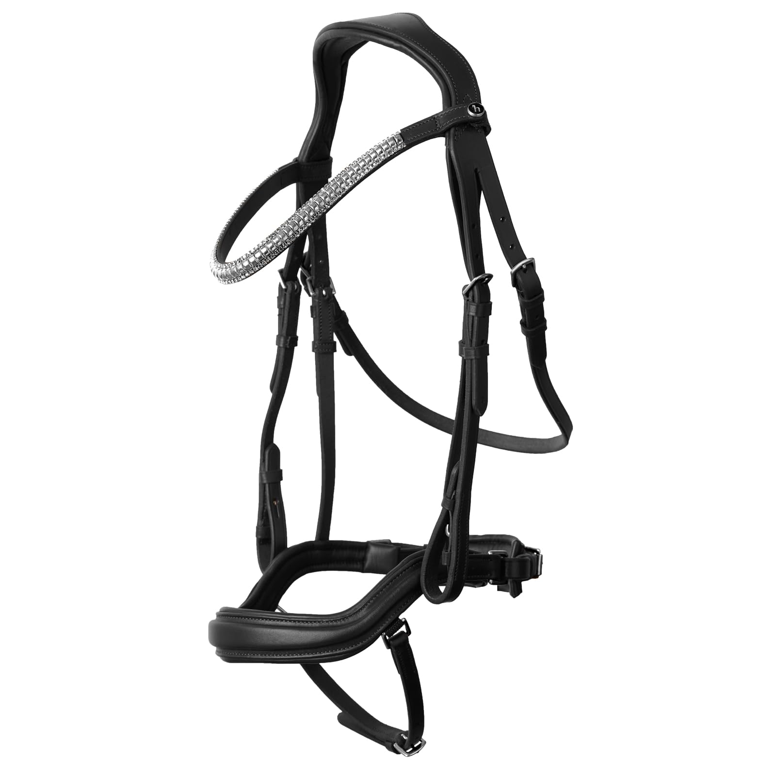 Photo 1 of HORZE Highbury Anatomical Crystal Dressage Bridle - Black - Cob