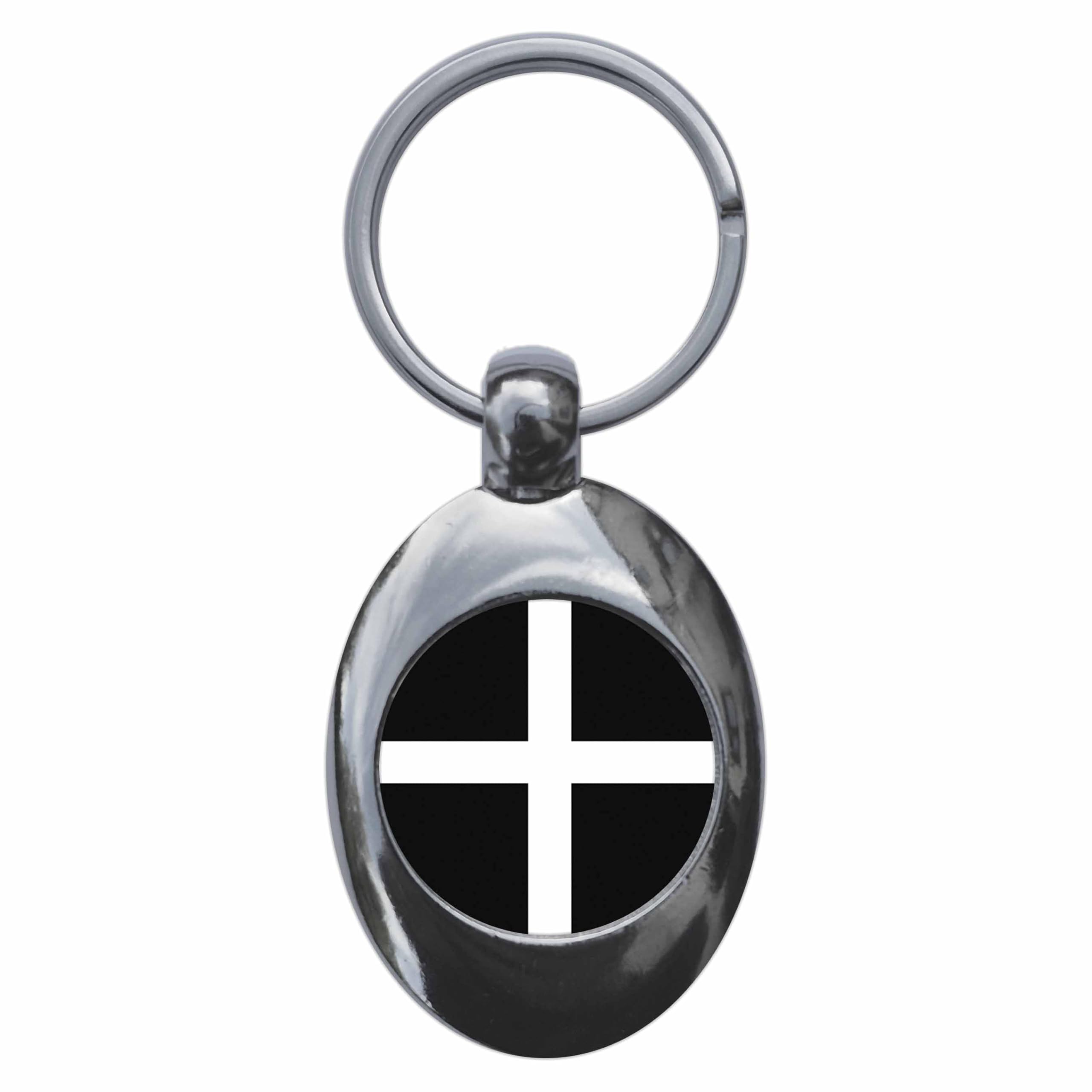 Ozorath Cornish Cornwall Flag Keyring Keychain Key Ring Chain With Trolley Coin