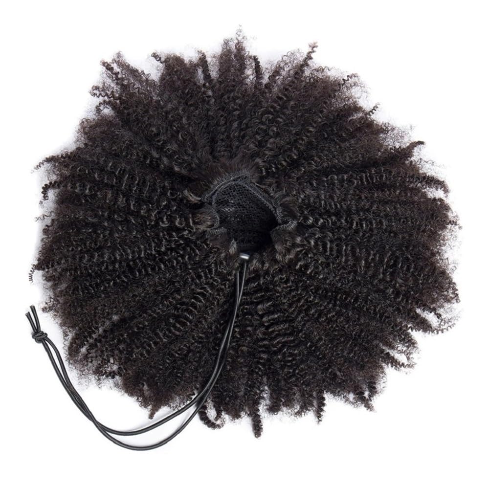 Kinky Curly prawdziwe włosy, koński ogon ze ściągaczem dla czarnych kobiet, brazylijskie przedłużenie włosów Virgin Kinkys, naturalne (22-66 cm), do codziennego użytku (56 cm)