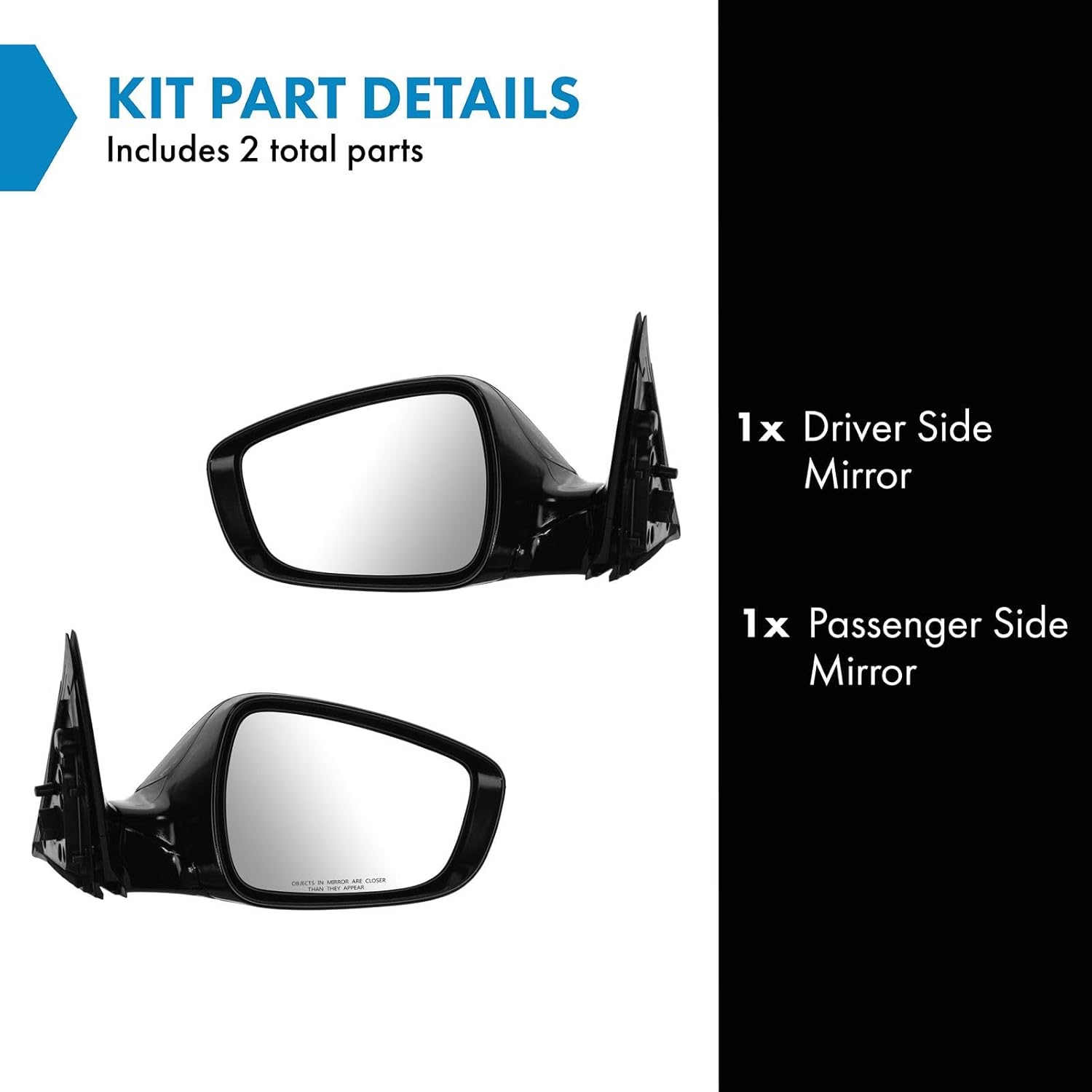 TRQ Driver and Passenger Side Mirror Assembly Set Power Heated Paint to Match Compatible with 2012-2013 Hyundai Veloster without Panoramic Sunroof