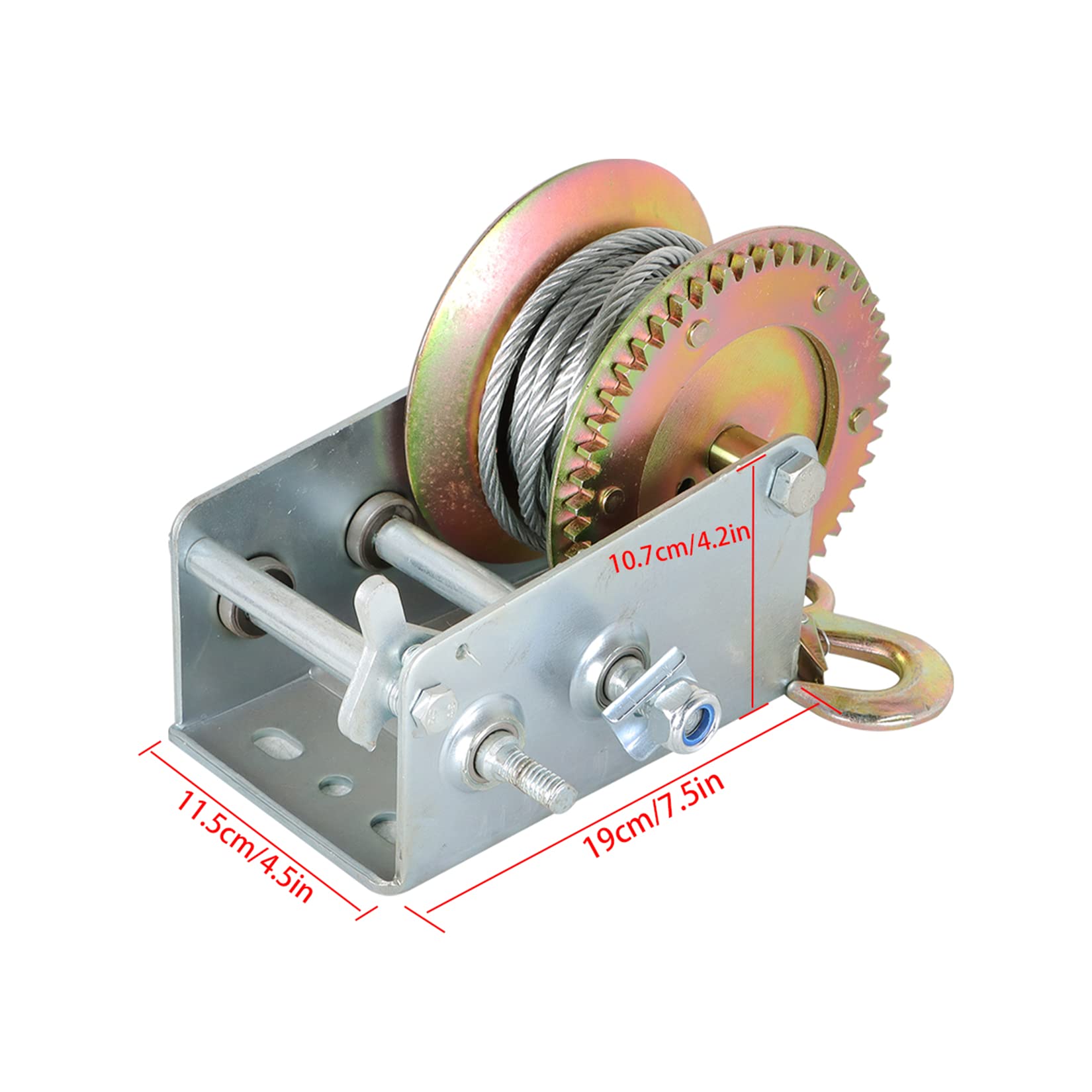 findmall 1Pcs Hand Winch 3500LBS Boat Winch Cable Crank Winch Heavy Duty Hand Winch with 33 FT Steel Wire ATV Boat Trailer Marine