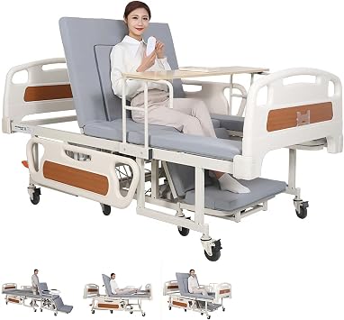 Full Electric Hospital Bed and Wheelchairs with Premium Mattress and Rails Included - for Home Care Medical Facilities - Heavy-Duty Bariatric Electric Homecare Bed Adjustable, with Mattress & IV Pole