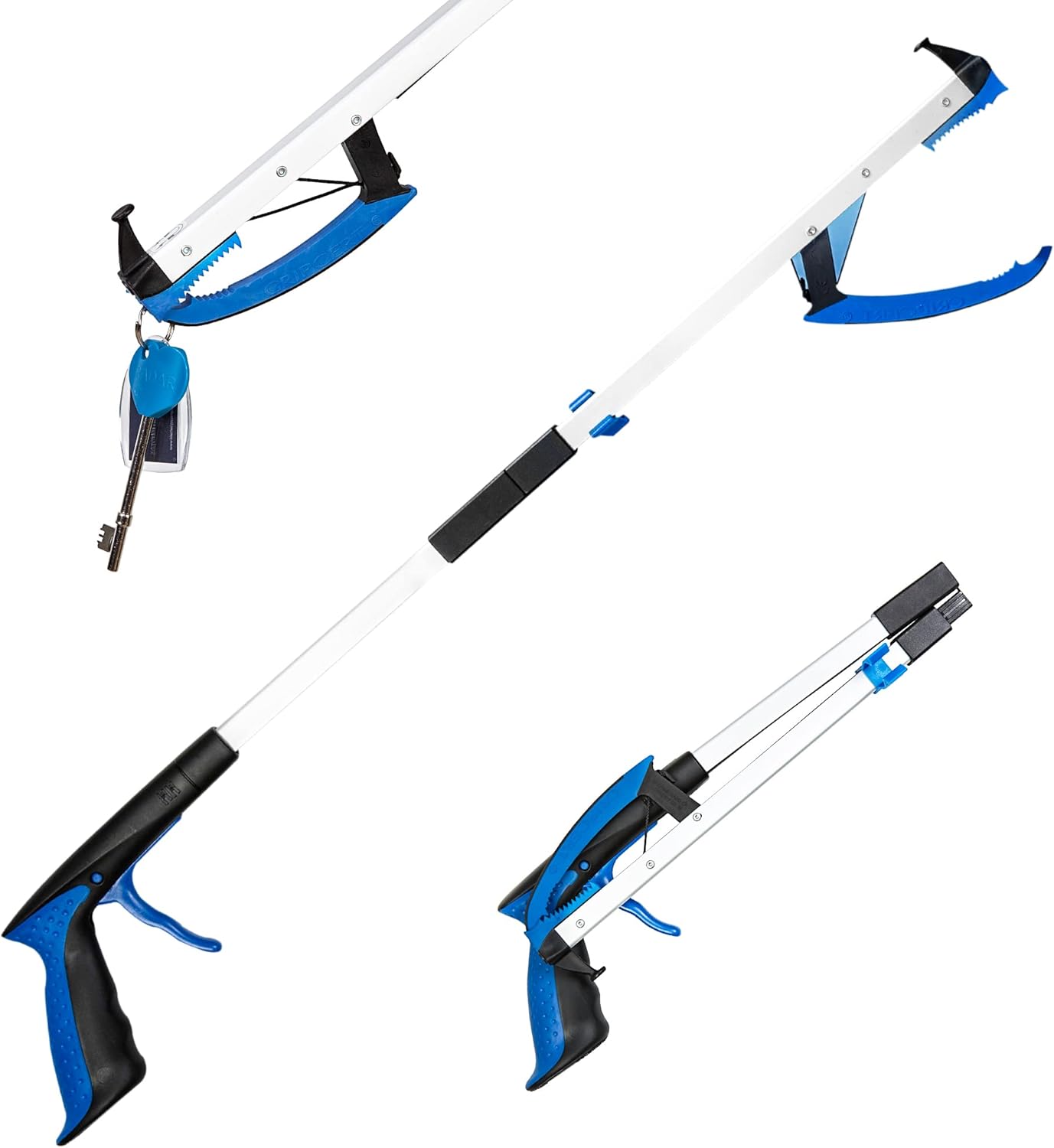 Blue Badge Foldable Litter Picker For Adults, Heavy Duty Grabber Stick