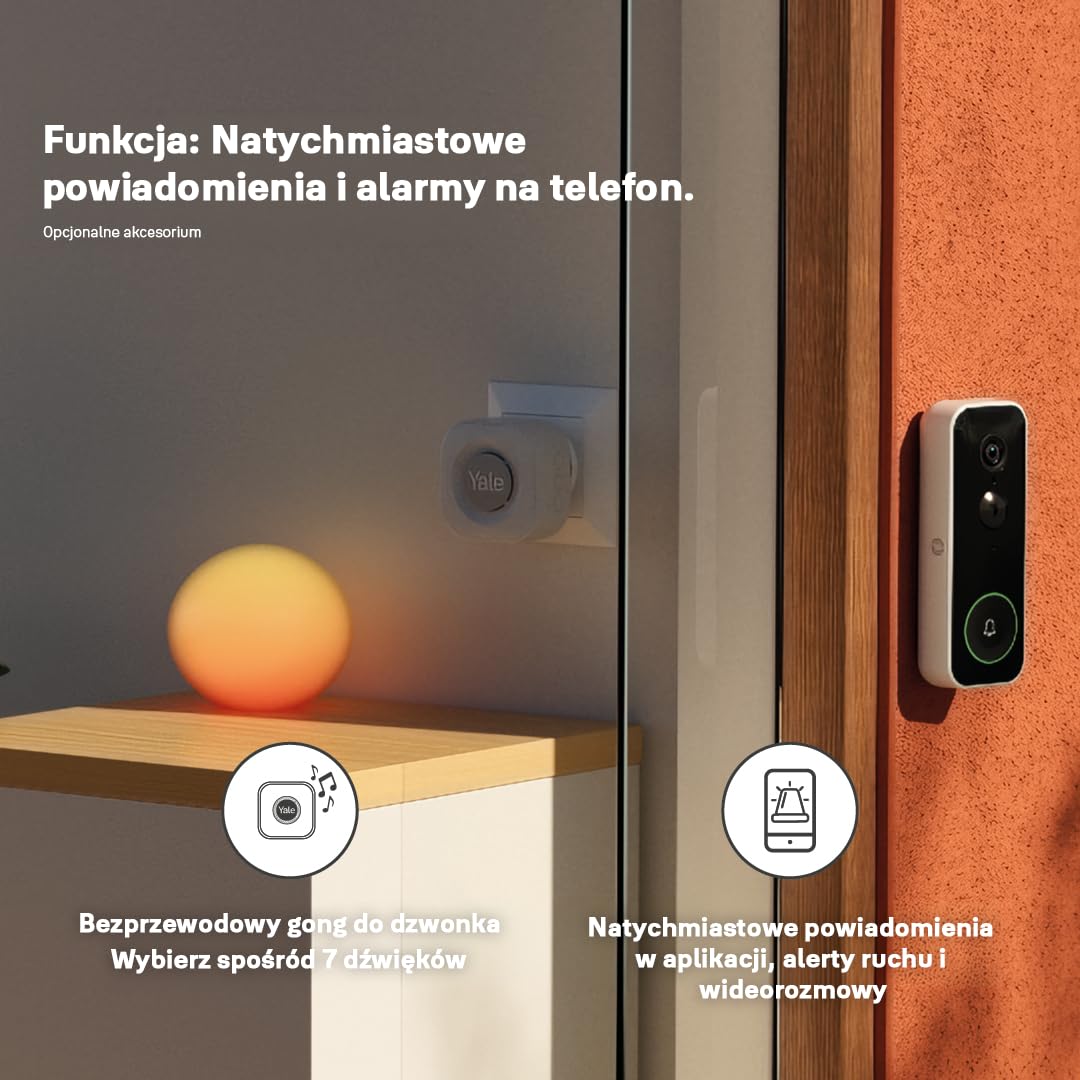 Yale Smart Wideodomofon: Full HD, dwukierunkowe audio, nagrania po wykryciu ruchu, strefy prywatności, tryb nocny, połączenia w czasie rzeczywistym, Yale Home