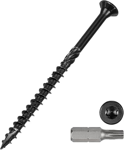 METALLIXITY 65Pcs #9x3 Deck Screws Kit Wood Screw CS Black