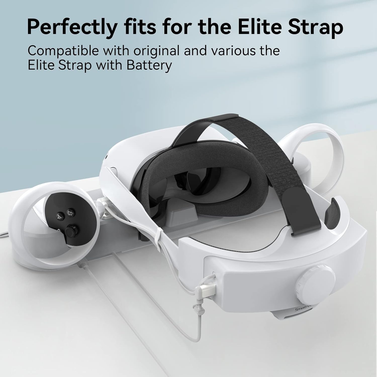 Smatree Charging Dock for Quest 2, Support Elite Strap with Battery, VR Charging Station for Occlusion Quest, 2 Rechargeable Batteries, Headset and Controller Stand, 20W PD Charger