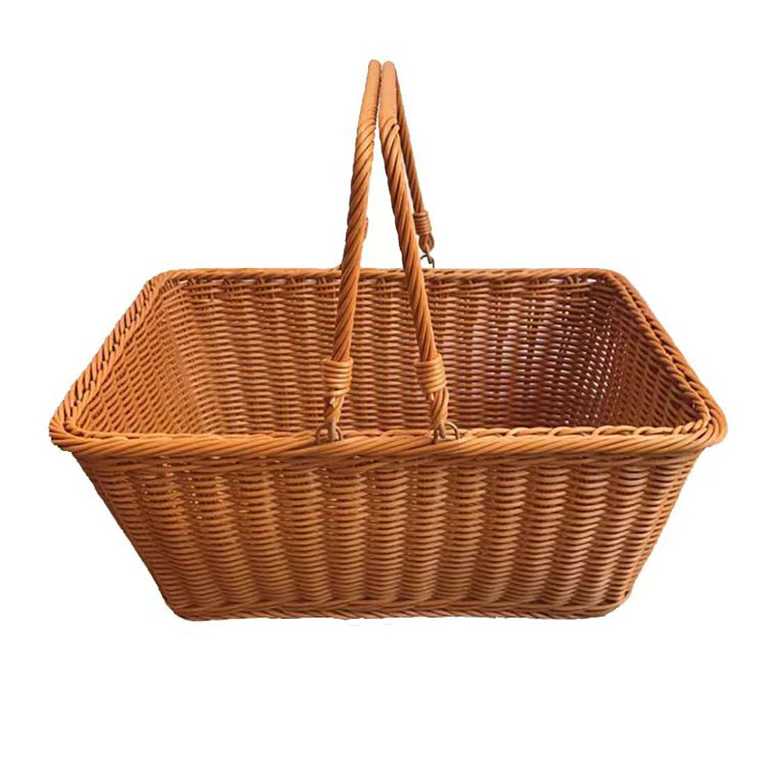 RT&BS Grand Panier de Pique-Nique en Osier avec Poignée, Panier à provisions en Osier, Paniers de Récolte, Parfait pour Shopping, Pique-Nique, Récolte, Stockage (G, Rectangle)