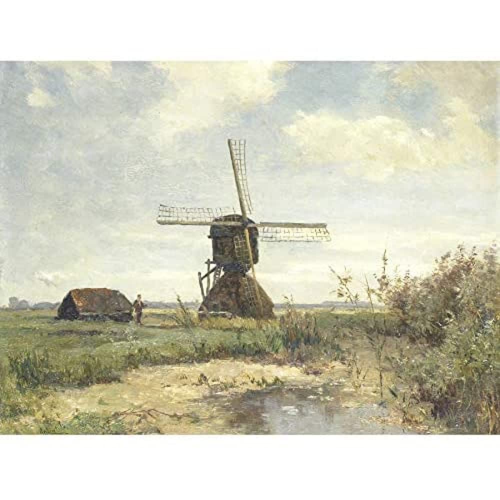 Artery8 Paul Gabriel Sunny Day A Windmill On A Waterway Unframed Wall Art Print Poster Home Decor Premium