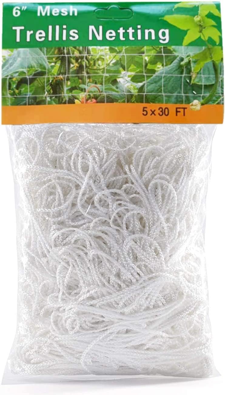 Garden Netting Polyester Trellis Net Plant Pea Support Netting for Bean Fruits Plants Flower Climbing lant Support Climbing Garden Trellis Netting Grow Tents Heavy-Duty Polyester (White - Image 4