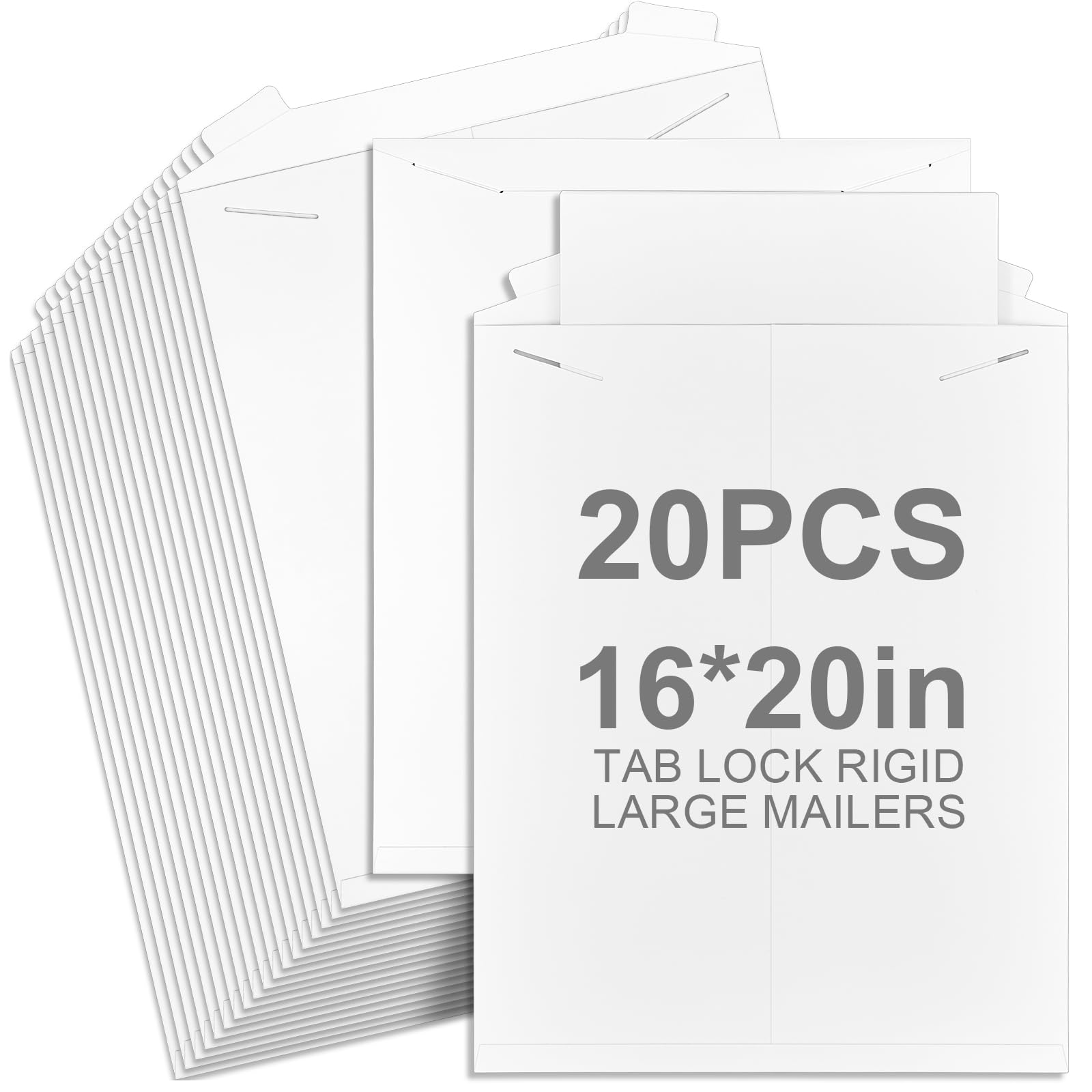 Photo 1 of Weekgrat 20 Pack 16x20 in Tab Lock Rigid Mailers Extra Large,White