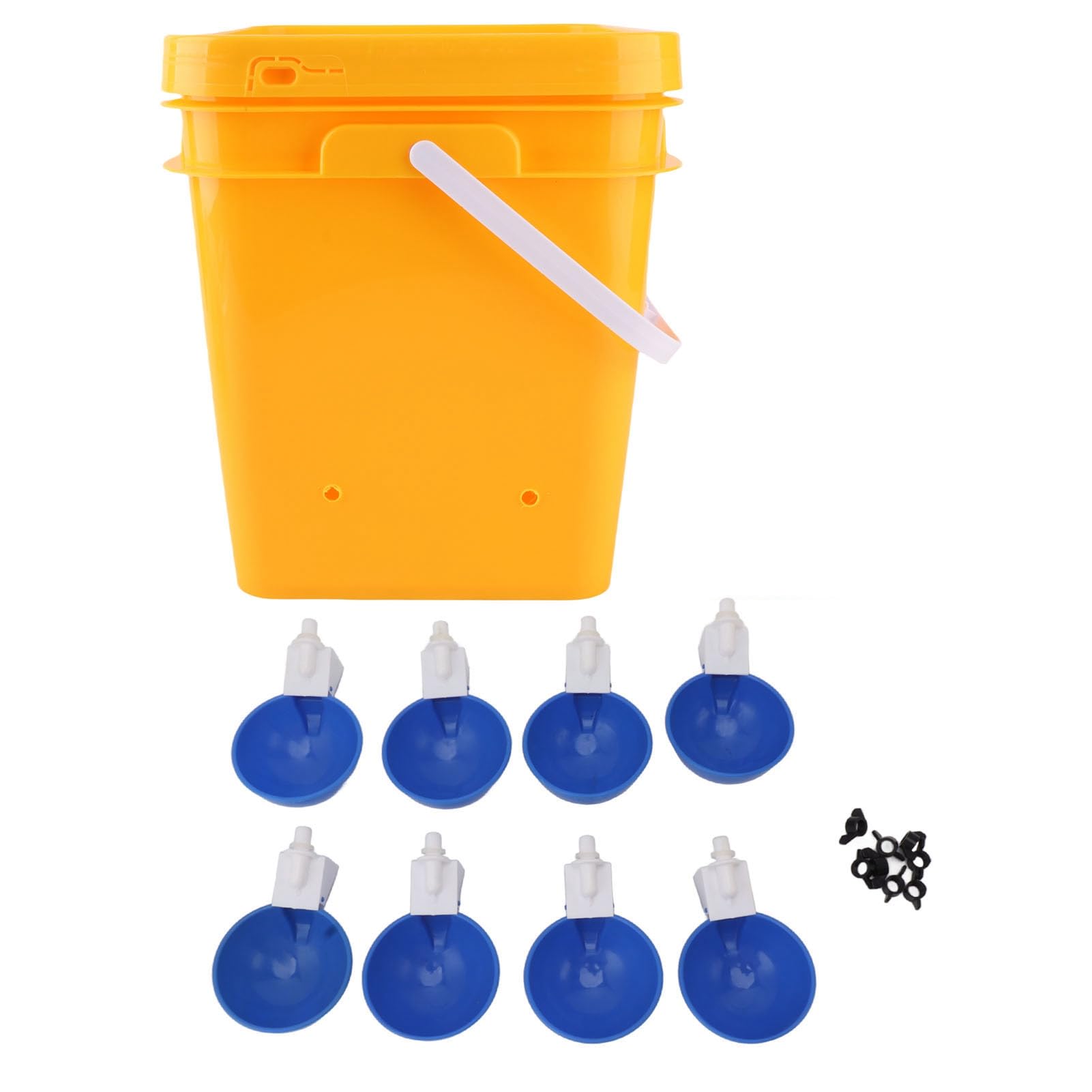 Dilwe Bebedero Automático para Aves de Corral de 12L con Práctico Cubo, Equipo de Bebida Confiable para Pollos y Pájaros (Cubo + Tazón Azul Grande + Tornillos Negros)