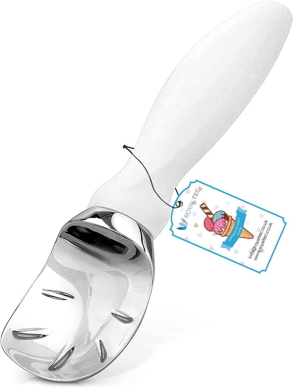 ROYALTEC Ice Cream Scoop, Ice Cream Spoon for Hard ice Cream (White)