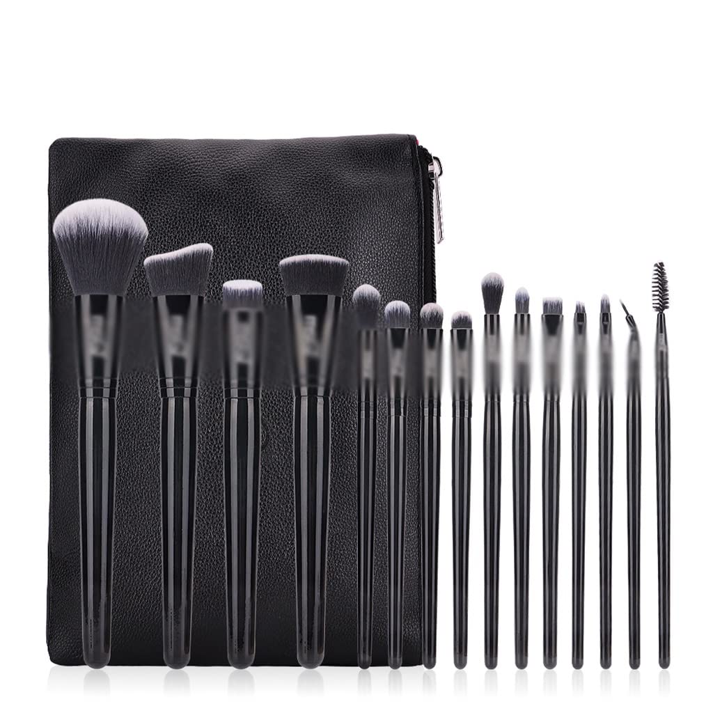 Juego de 15 brochas de Maquillaje de Pelo sintético, Color Negro, para Base de Maquillaje, Sombra de Ojos y Polvos clásicos