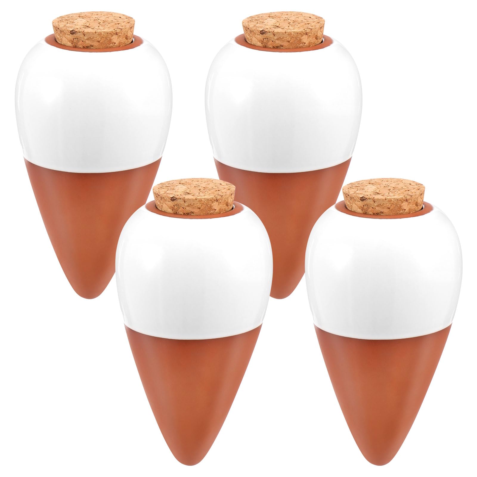Lot de 4 globes d'arrosage pour plantes en terre cuite - 320 ml - À libération lente - Pour l'intérieur et l'extérieur - 8,2 x 8,2 x 14,23 cm