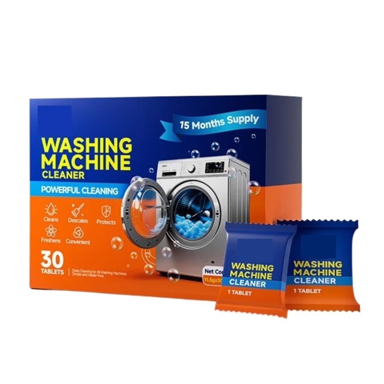 washing machine cleaner tablets Waschmaschinenreiniger-Tabletten mit Zitronenduft, 30 Stück