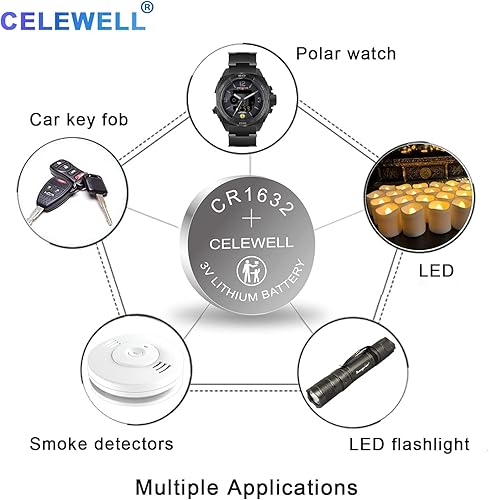 Miniatura 5 de CR1632 - Paquete de 5 baterías CR 1632 de litio de 3 V para Garmin Vivofit Jr