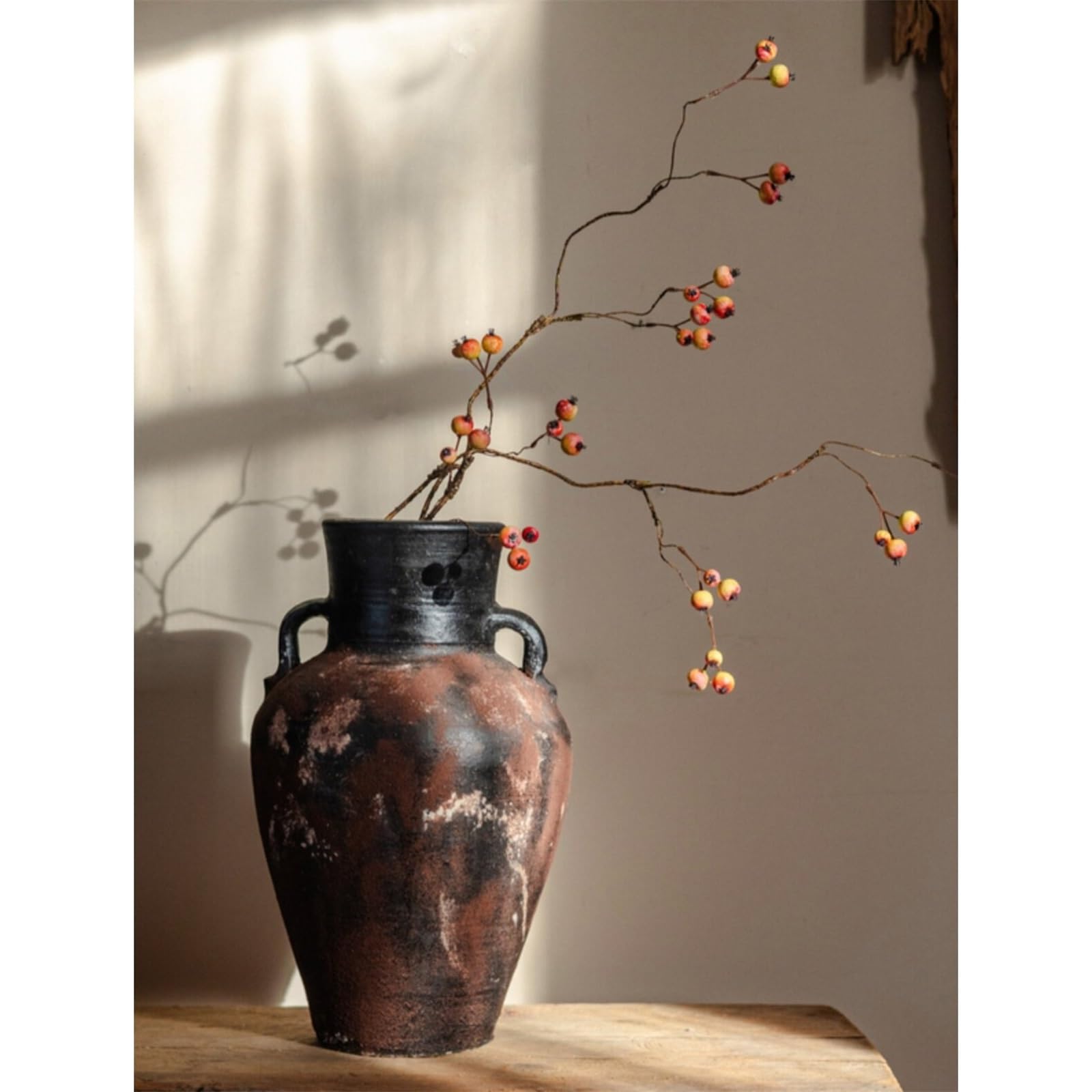 Vaso di Fiori Vasi rustici in Terracotta da 45 cm Vaso in Argilla invecchiata con Manici for Fattoria, Soggiorno