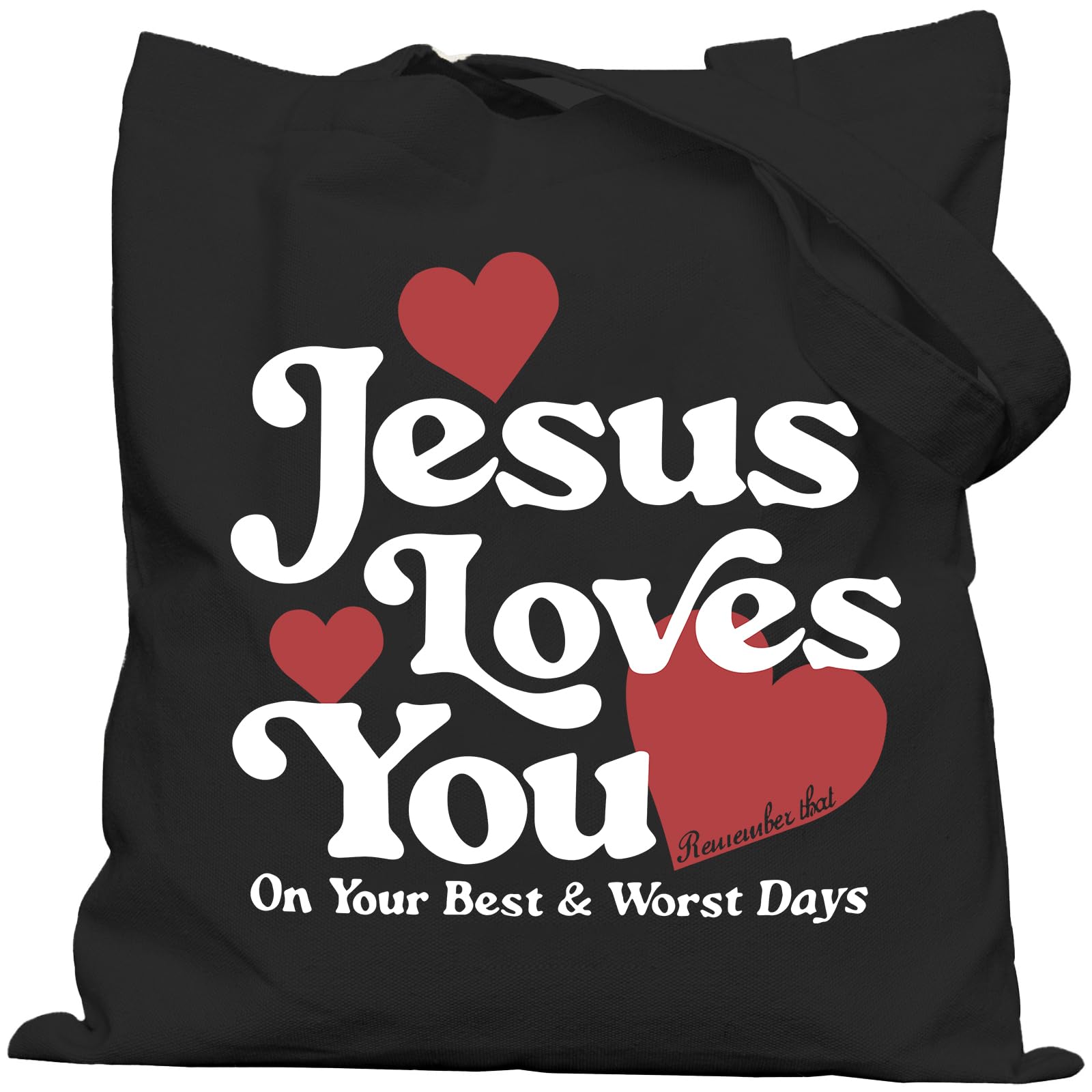 Zoemghc Canvas Bible Tote Bag for Women Jesus Loves You Christian Faith Religious Gifts Reusable Tote Bags Graphic Church Bag
