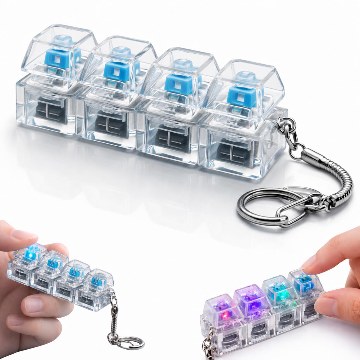 Shuttle Art Keyboard Keychain,Mechanical Keyboard Switch Fidget Keychain with LED Glow for Stress Relief,Clicky Desk Toy for Adults,Portable EDC Keyring Charms Accessory for Office,Travel & Daily Use-image-26