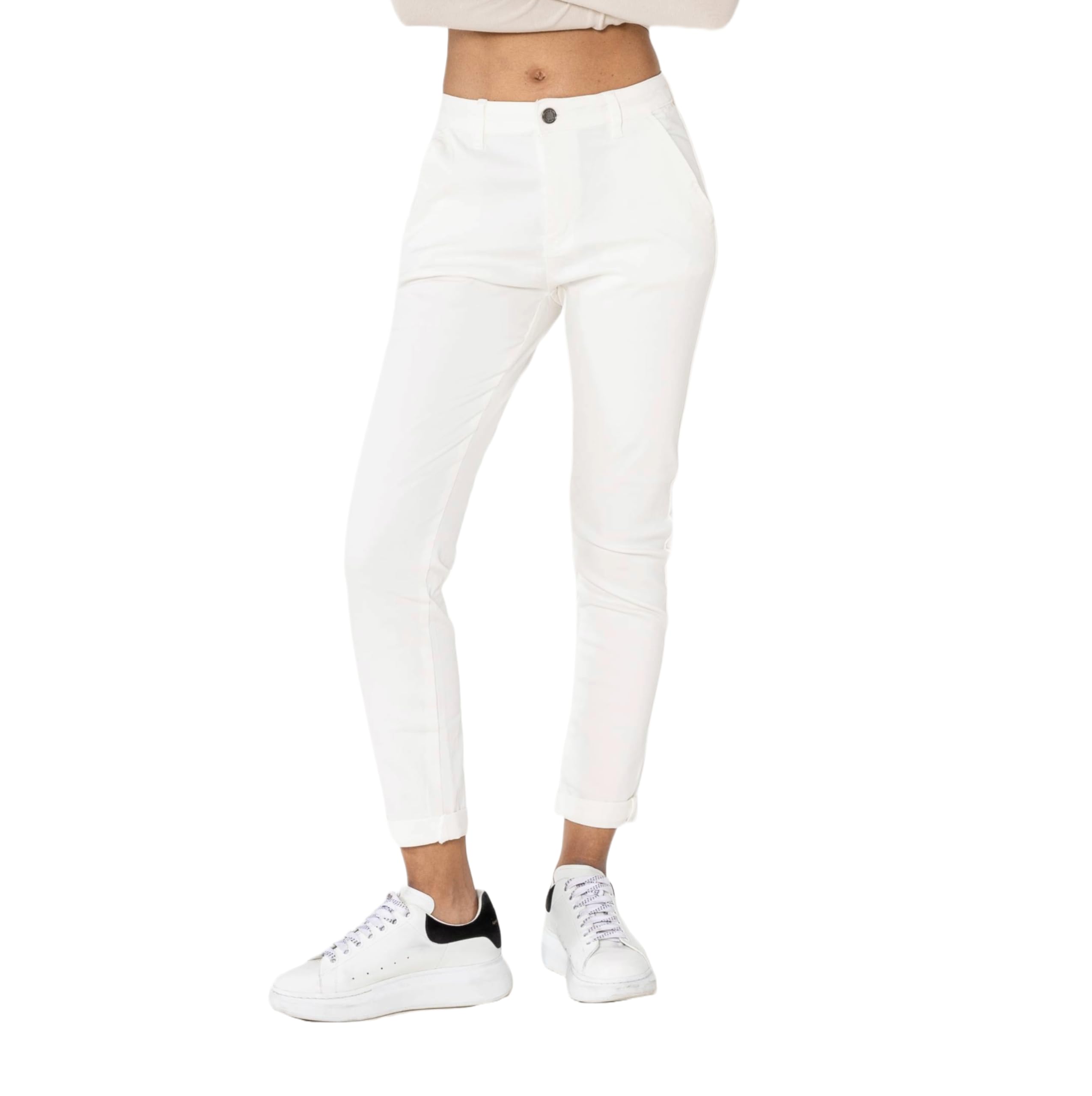 Nina Carter J250 Pantalones chinos para mujer cintura media ajustados elásticos algodón