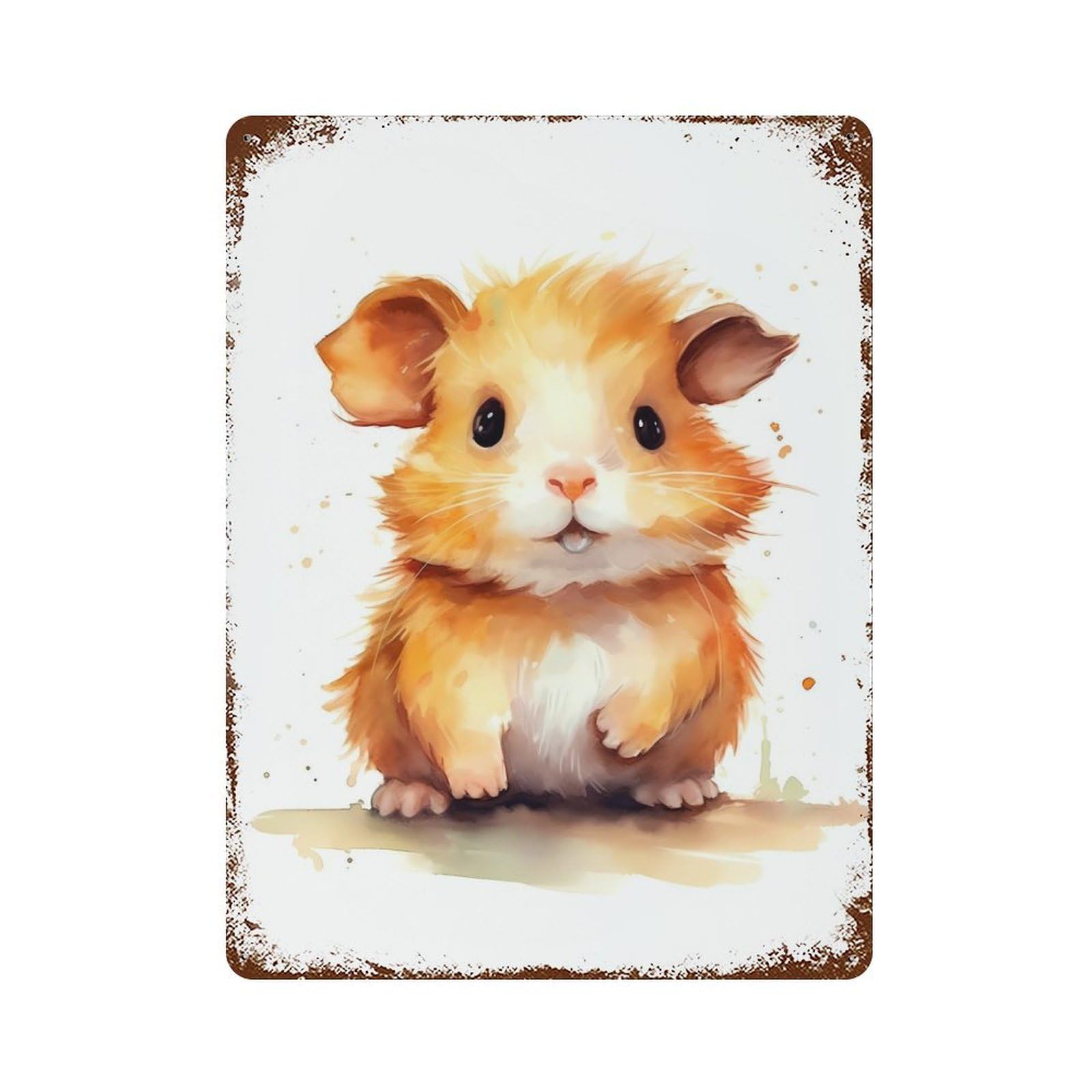Guinea Pig Watercolor Rusty Metal Tin Sign 15.7"x11.8", for Pub, Kitchen And Man Cave Decor, Farmhouse Wall Decor
