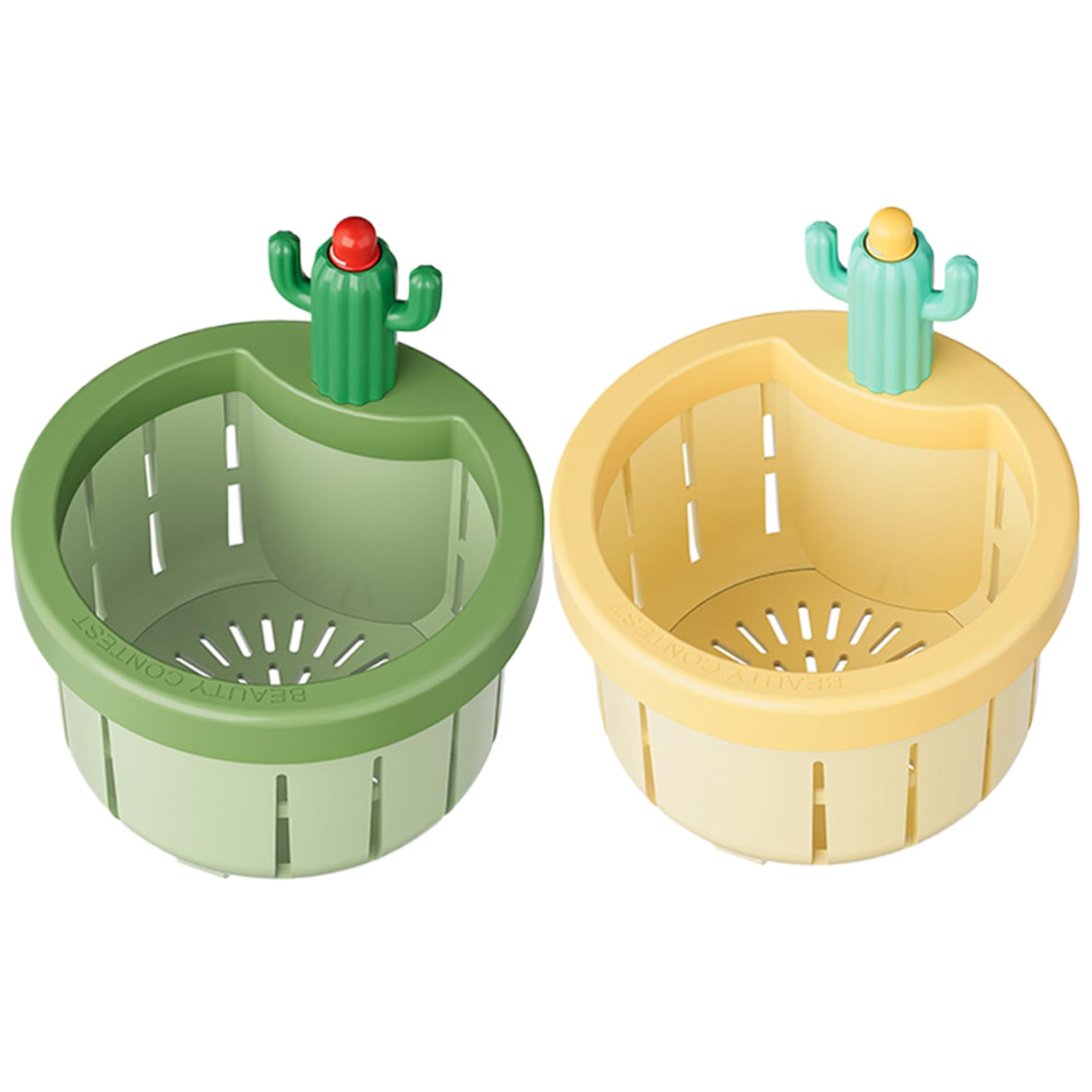 Cactus Sink Strainer, 2PCS Plastic Cactus Sink Filter Press Automatic Dumping Filter Basket, Anti-clogging