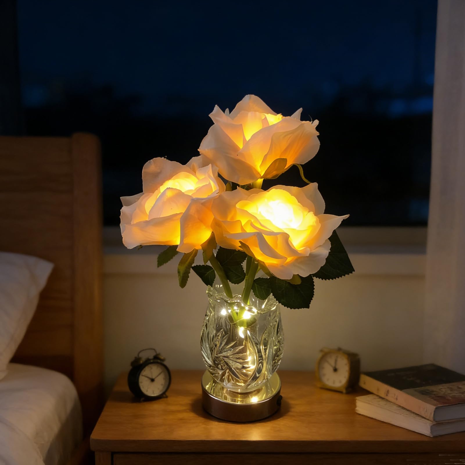 Lámpara Nocturna de Flor Lámpara de Rosa LED Recargable