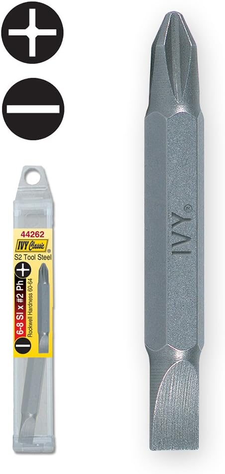IVY Classic 44262 2-Inch #2 Phillips x #6-8 Slotted Double-End Bit, Impact Plus, 1/Pack