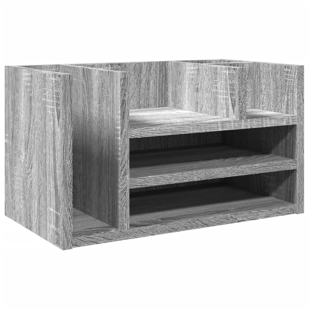 vidaXL Desk Organiser, Tray Organiser for Home and Office, File Organiser with 6 Compartments, Desktop Storage, Grey Sonoma Engineered wood