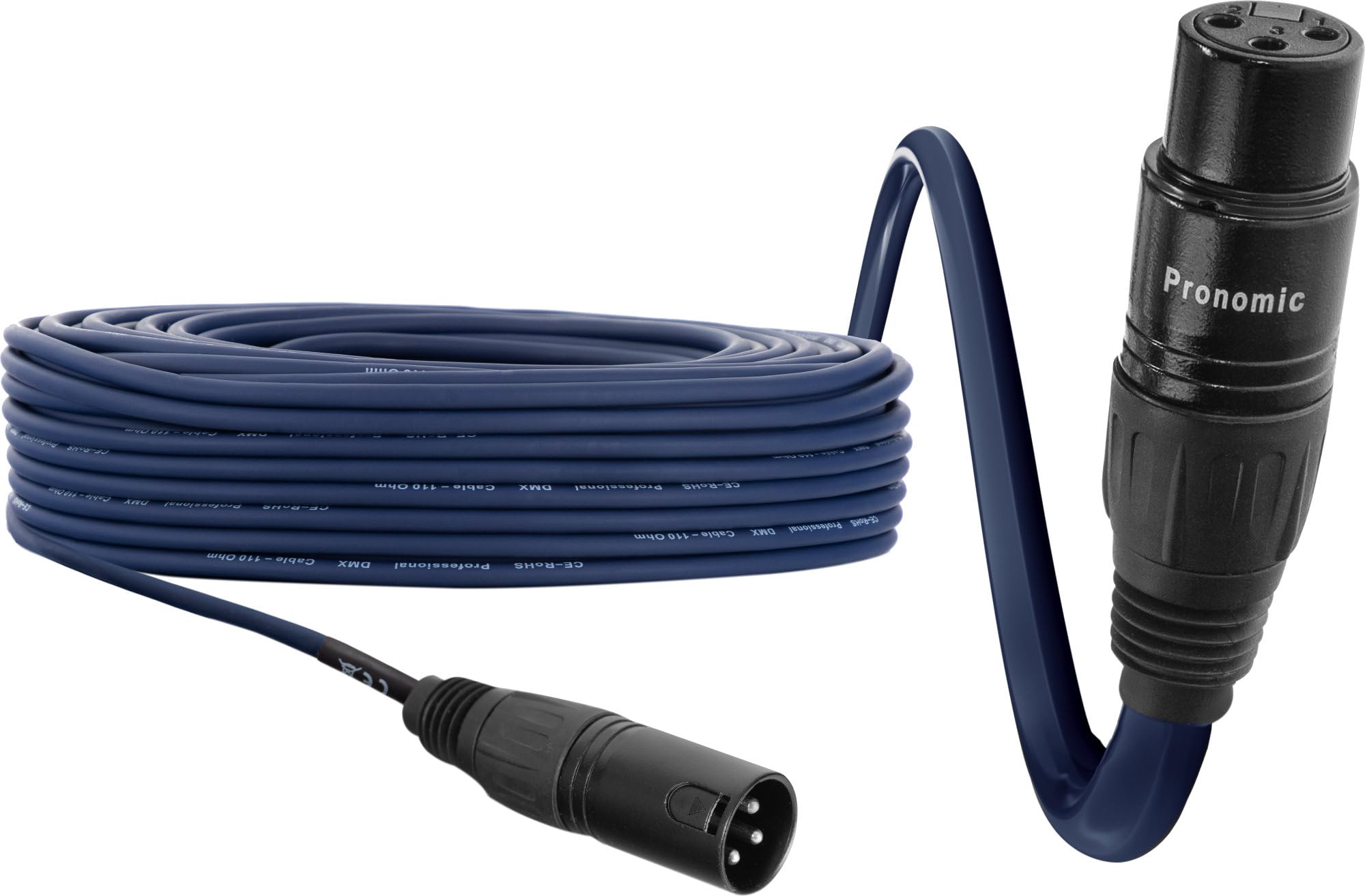Pronomic Stage DMX3-50 DMX-Kabel 50 Meter (zur Verkabelung von Lichteffekten, Goldkontakte, Mantelfarbe: Blau, XLR Male zu XLR Female)