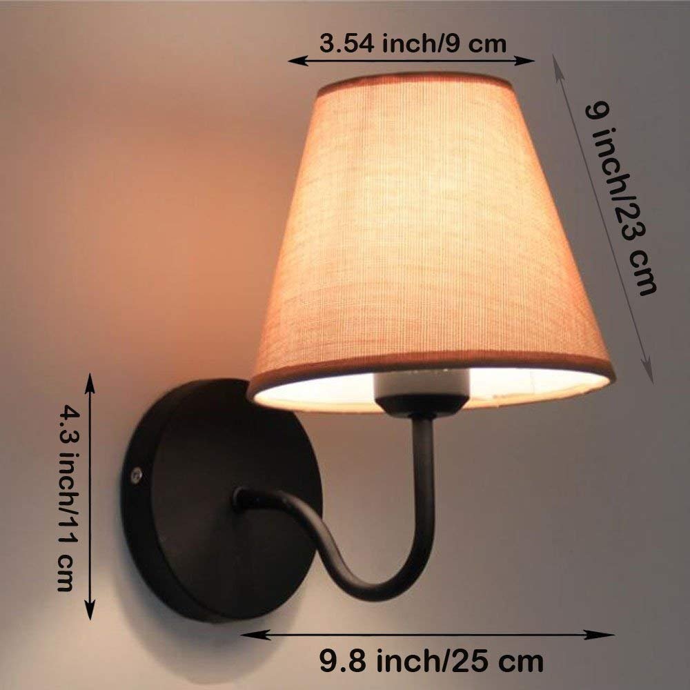Wandleuchte rustikal/Braun & Beige / 1x E27 bis zu 60 Watt 230V /1.8 Meter Kabel mit Fassung,Schalter+Stecker/Metall/Wandleuchte Wohnzimmer Wandlampe innen
