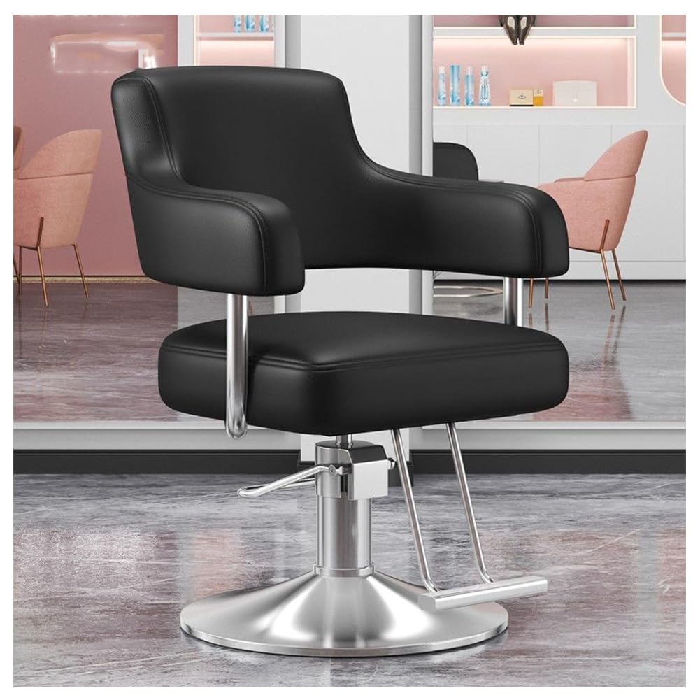 OZBMA Heavy Duty Barber Chair for Hair Stylist,Professional Salon Seat,Adjustable Seat Height,Barber Beauty Shampoo Barbering Equipment Stylist Spa,Gray,A (Black A)
