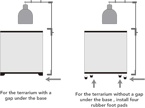 Miniatura 3 de REPTI ZOO Soporte de lámpara doble para reptiles, soporte de lámpara de metal, ajustable, para reptil, vidrio, terrario, calefacción, luz