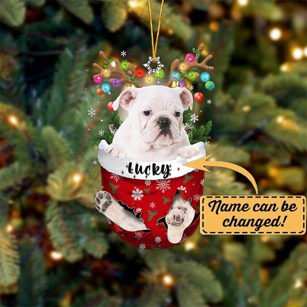 Amazon.com: White English Bulldog Dog Christmas Ornament, White