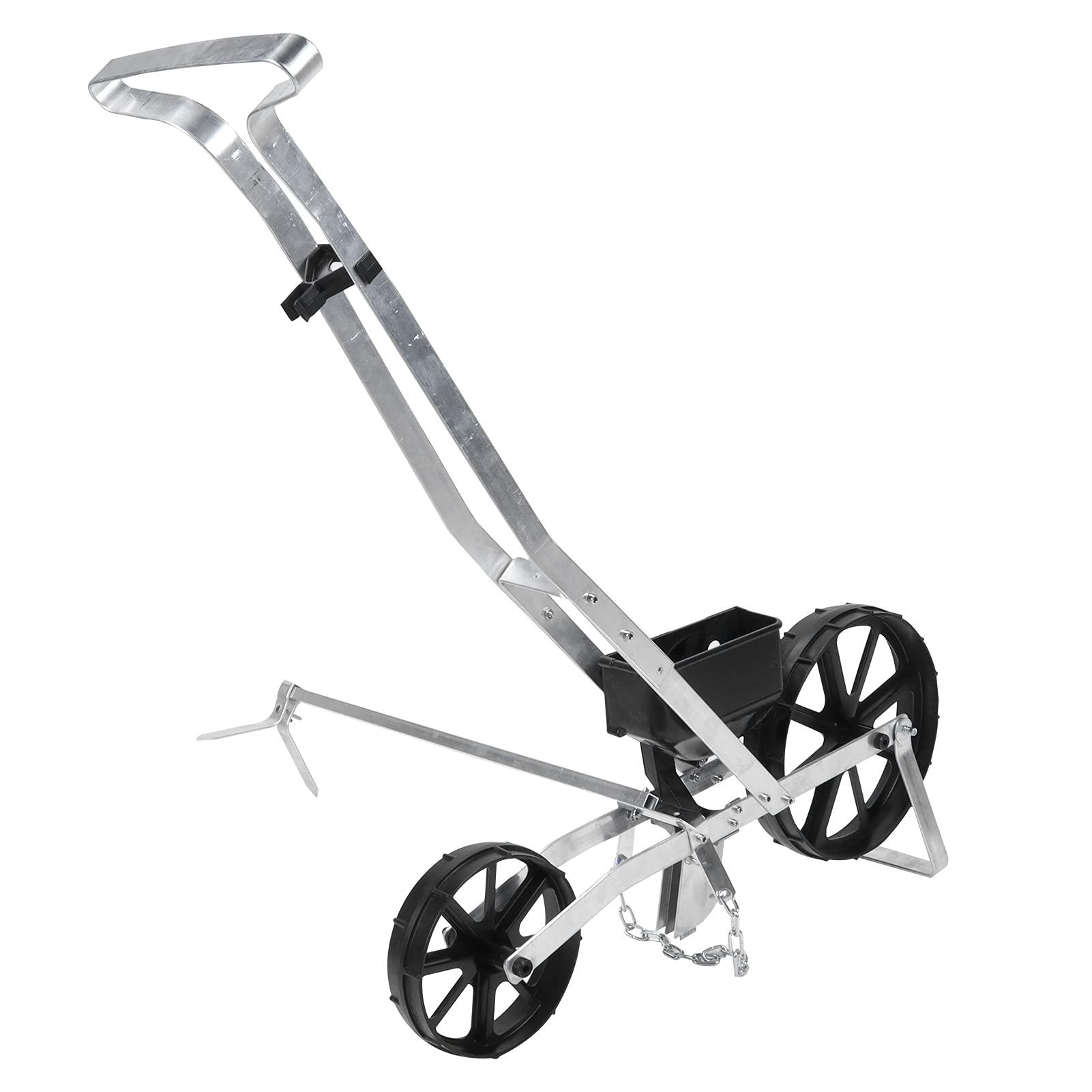 Siewnik Ogrodowy Regulowana Sadzarka Rzędowa, Aluminiowy Ręczny Siewnik Pchany do Kukurydzy, Marchwi, Sałaty, 38 ustawień Nasion, Regulowana głębokość, 95 X 80 X 18 Cm do średnich Ogrodów