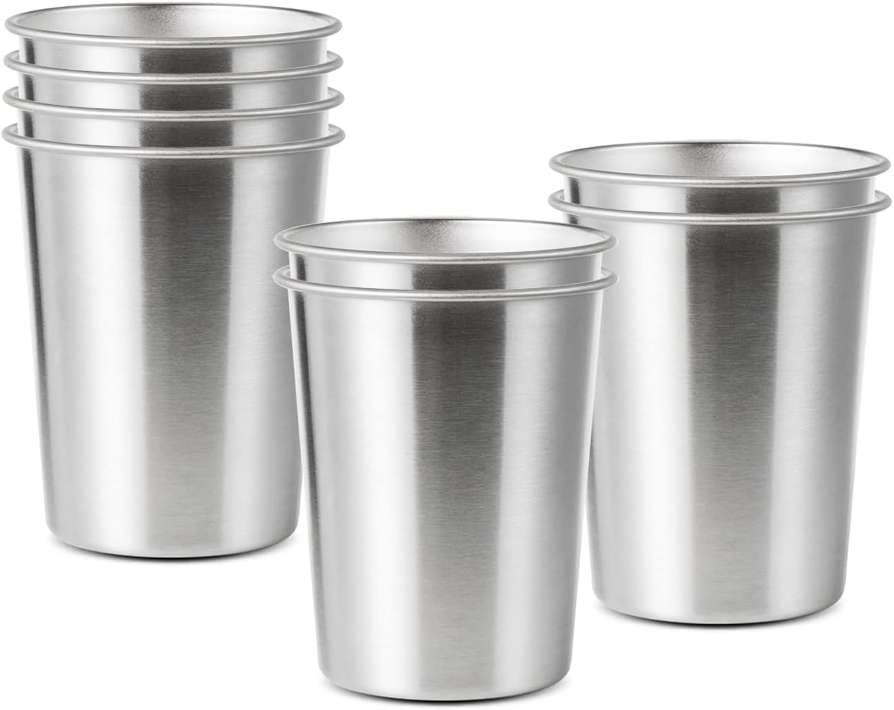 8 Pack 6 oz Stainless Steel Cups for Kids, BPA Free Healthy Metal Shatterproof Stackable Drinking Cups