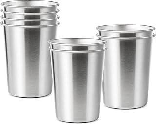 8 Pack 6 oz Stainless Steel Cups for Kids, BPA Free Healthy Metal Shatterproof Stackable Pint Drinking Cups