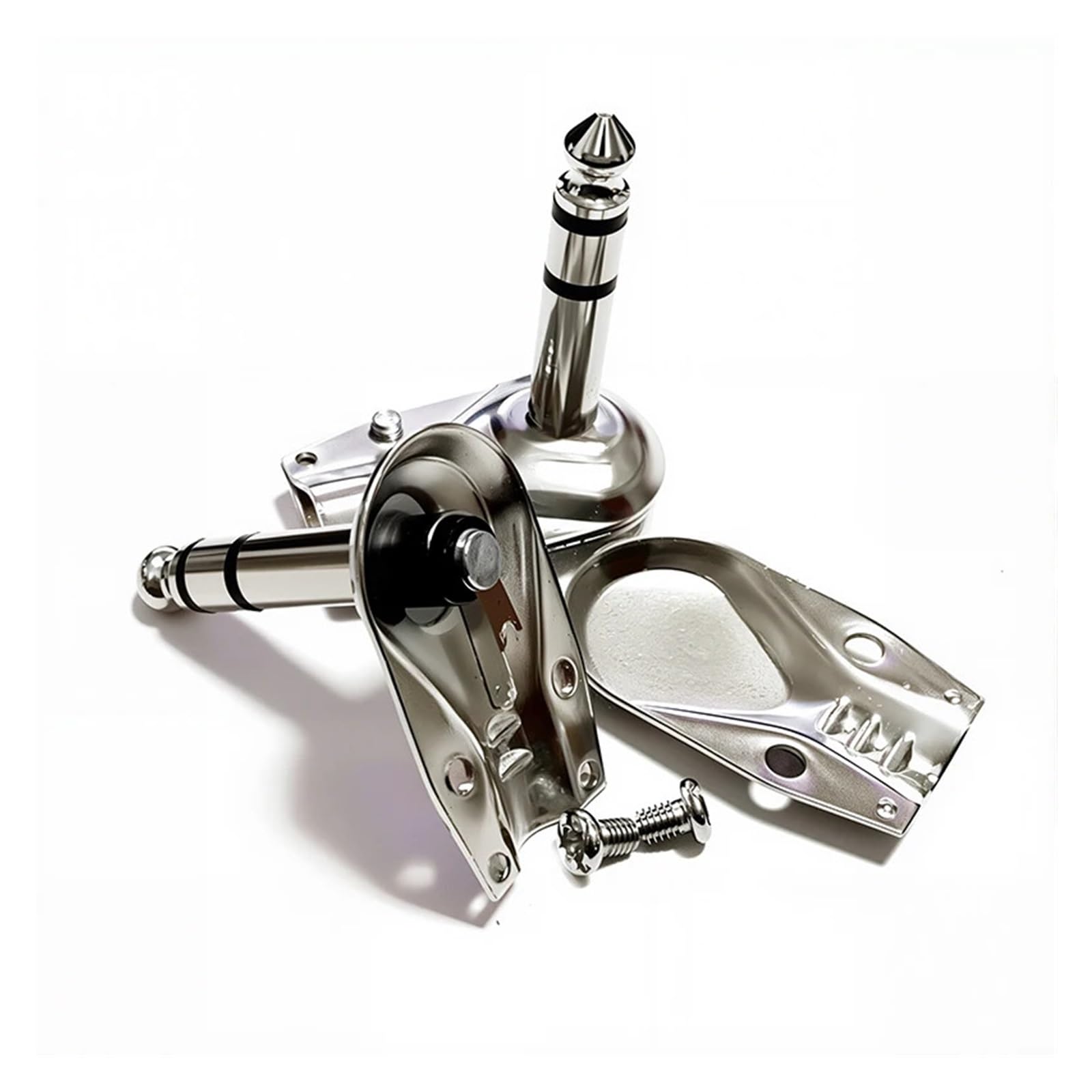 5 sztuk Metal kąt prosty 6.35mm Mono/Stereo Jack 90 stopni 2/3 bieguny Złącze wzmacniacza telefonu dla gitary HCHDT(mono, 5 szt.)