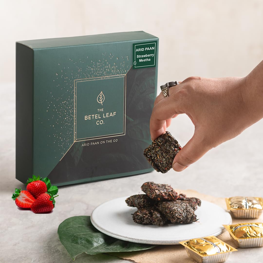 THE BETEL LEAF CO.|Dry Arid Paan-Strawberry Flavour|Mukhwas|After Meal Dessert|Mouth Freshener|Digestive|Pack Of 6 Paans,130 Grams