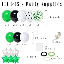 LUDEOU 111 PCS Green White Black Balloon Arch Garland Kit, Video Game Sports Soccer Party Supplies, Confetti Latex Balloon, Polka Dots Balloon, Star Foil Balloon for Green Sports Football Game Jungle Animal Theme Birthday Baby Shower Party gallery image