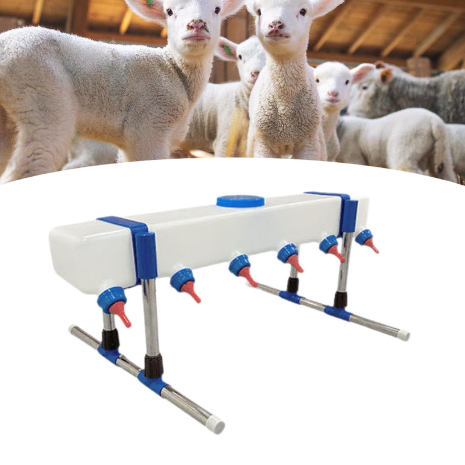Feeder para Granja Alimentación de Terneros Recipiente para Leche Alimentación por Pezón Fabricado Silicona Adecuado para Cría de a, 6 Cabeza con Soporte