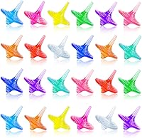 SPRMUD 24 Pack Kids Acrylic Spinning Tops - Colorful Shiny Gem Toys for Boys Girls Party Games School Gifts Education