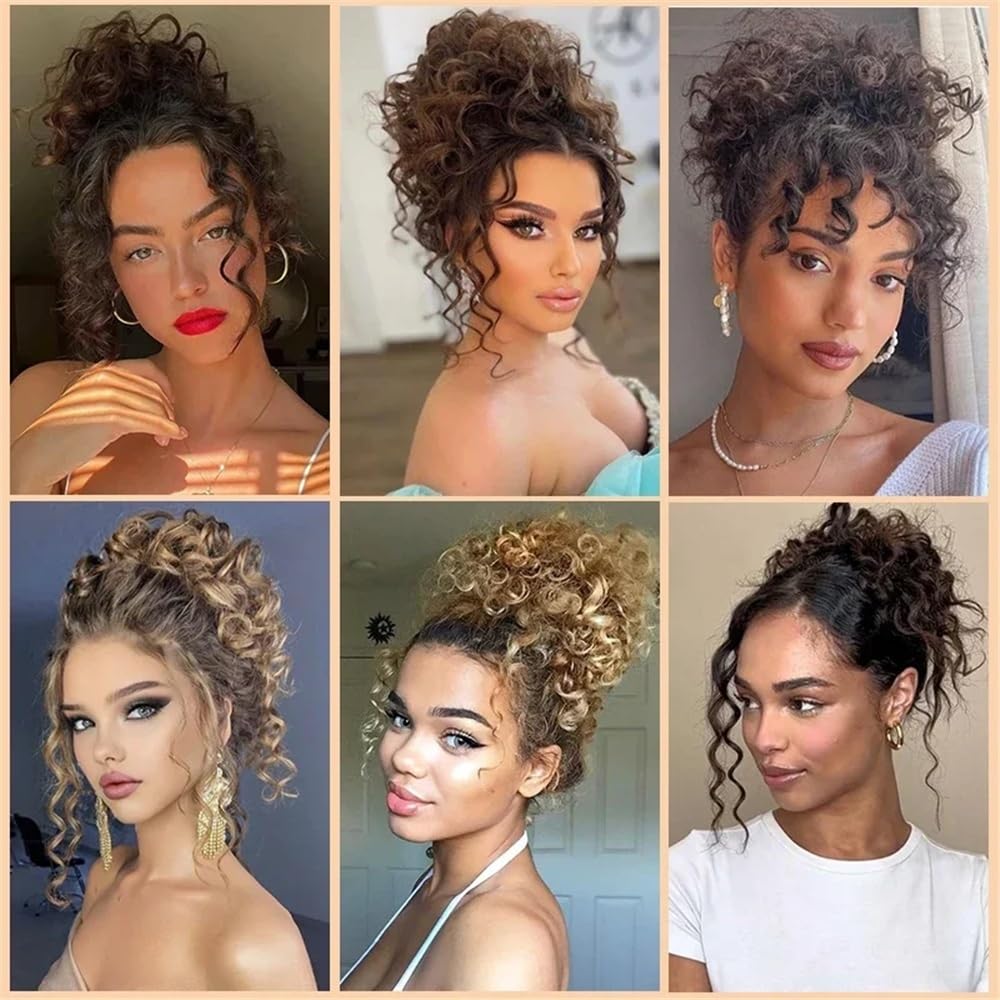 sztuczne włosy kok Messy Bun Hair Pieces dla kobiet Syntetyczny kręcony kucyk ze ściągaczem Updo Hair Piece Akcesoria do włosów(4-30)