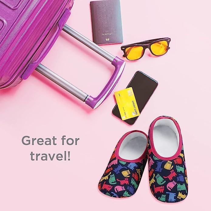 Snoozies Skinnies Animal Womens slipper socks Non-Slip Lightweight Soft Sherpa Lining Foldable Travel - Image 5