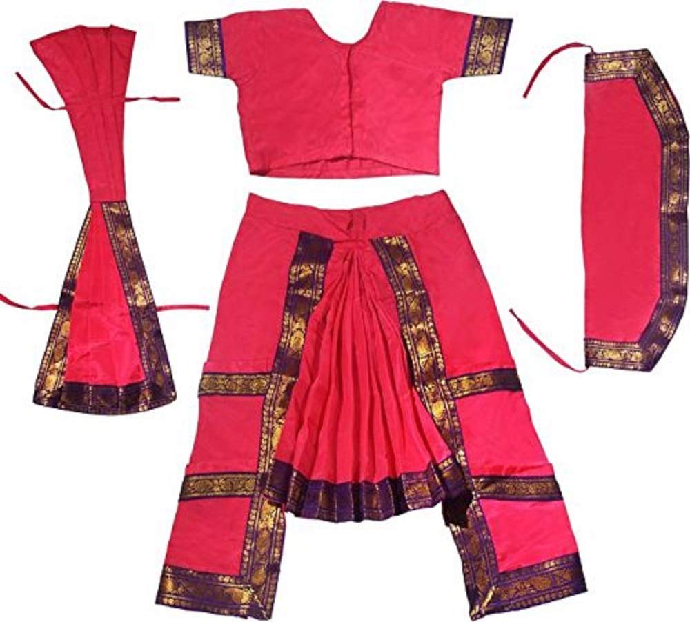 Shopluvonline Unisex Maxi Bharatnatyam Costume Dress (_Magenta_5-7 yrs)