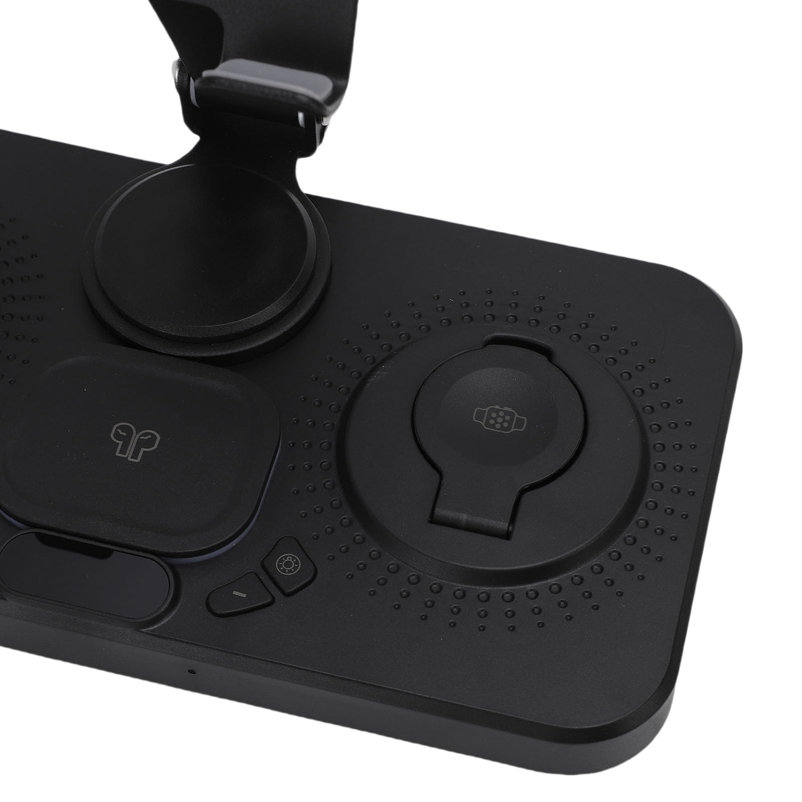 Haofy Caricabatterie Wireless Pieghevole da 15 W per Dispositivi IOS con Sveglia e Illuminazione a 6 Colori per Comodino (BLACK)