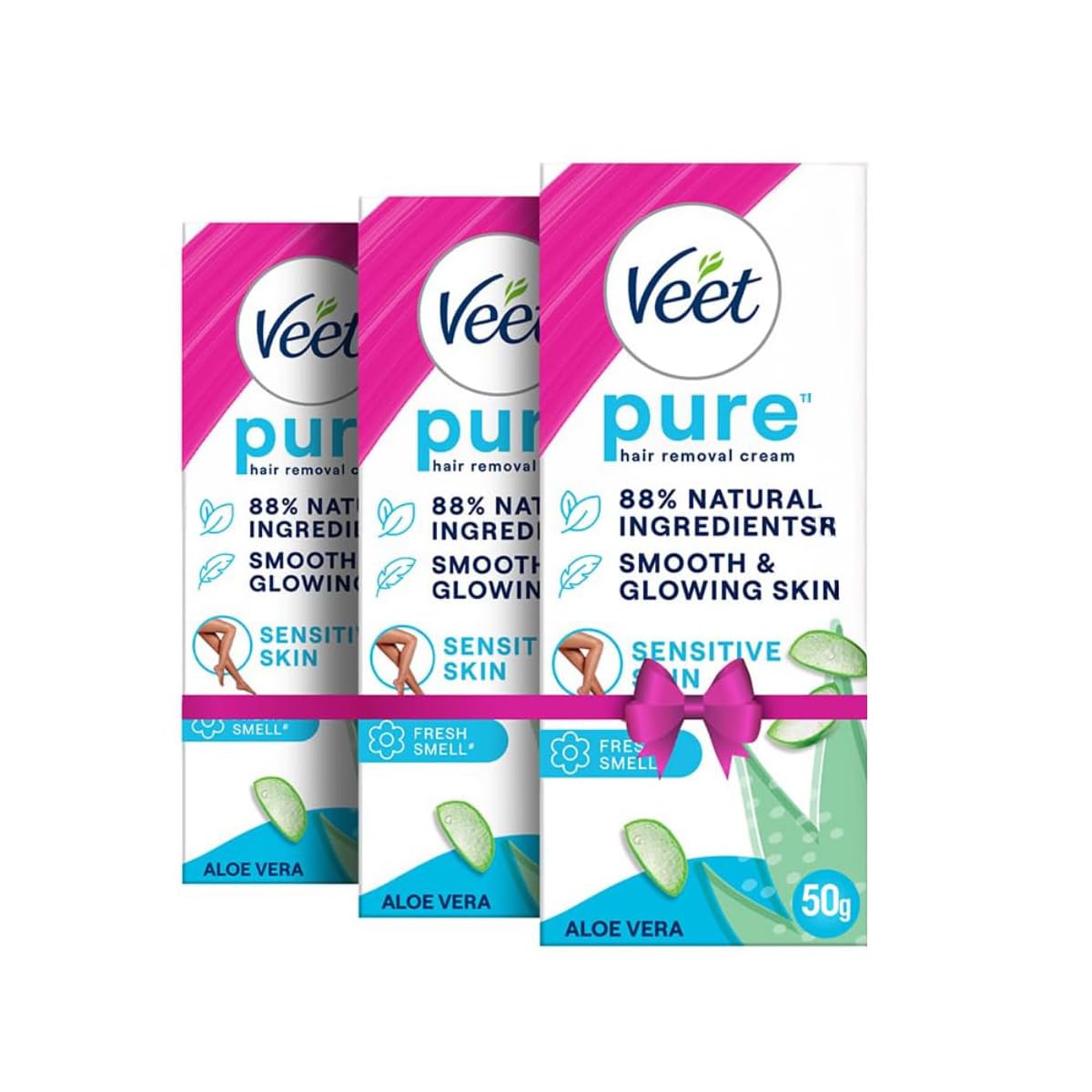 Veet Pure Hair Removal Cream for Women For Sensitive Skin - 50g Pack Of 3 | Suitable for Legs, Underarms, Bikini Line, Arms-image-31