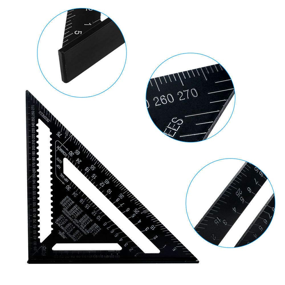 BE-TOOL Measuring Ruler, 12 Inch Aluminum Alloy Triangle Ruler Protractor High Precision Measuring Tool for Engineer Carpenter - Image 3
