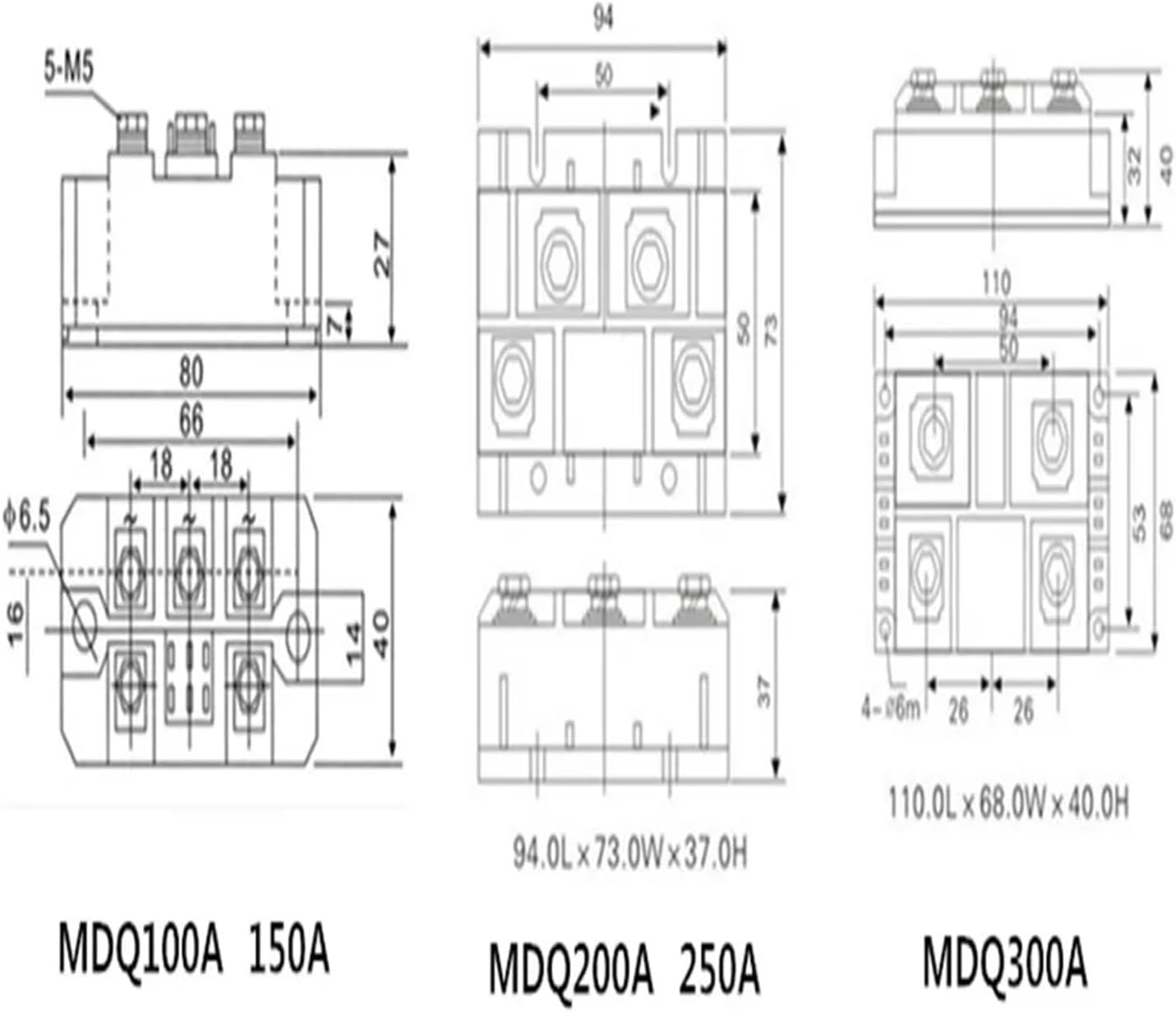 MDQ-200A MDQ-100A/150A/200A/300A/500A AC1600V Rectifier Module(MDQ-500A)
